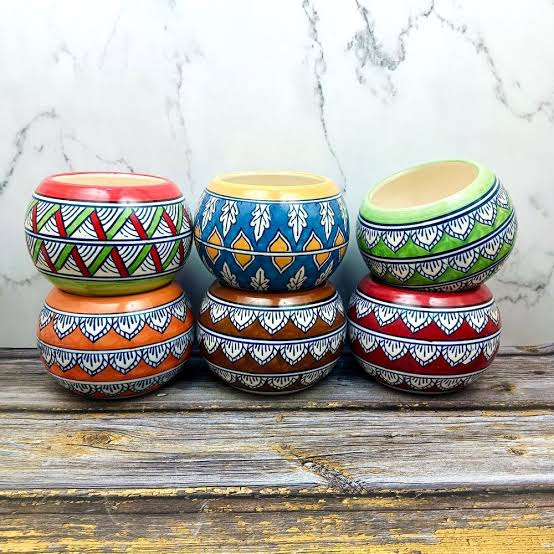 Hand-painted ceramic pots